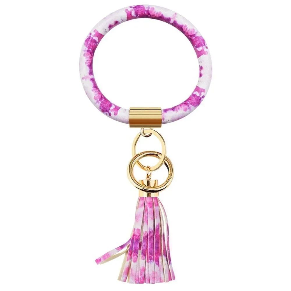 Pink tye dye key ring bracelet